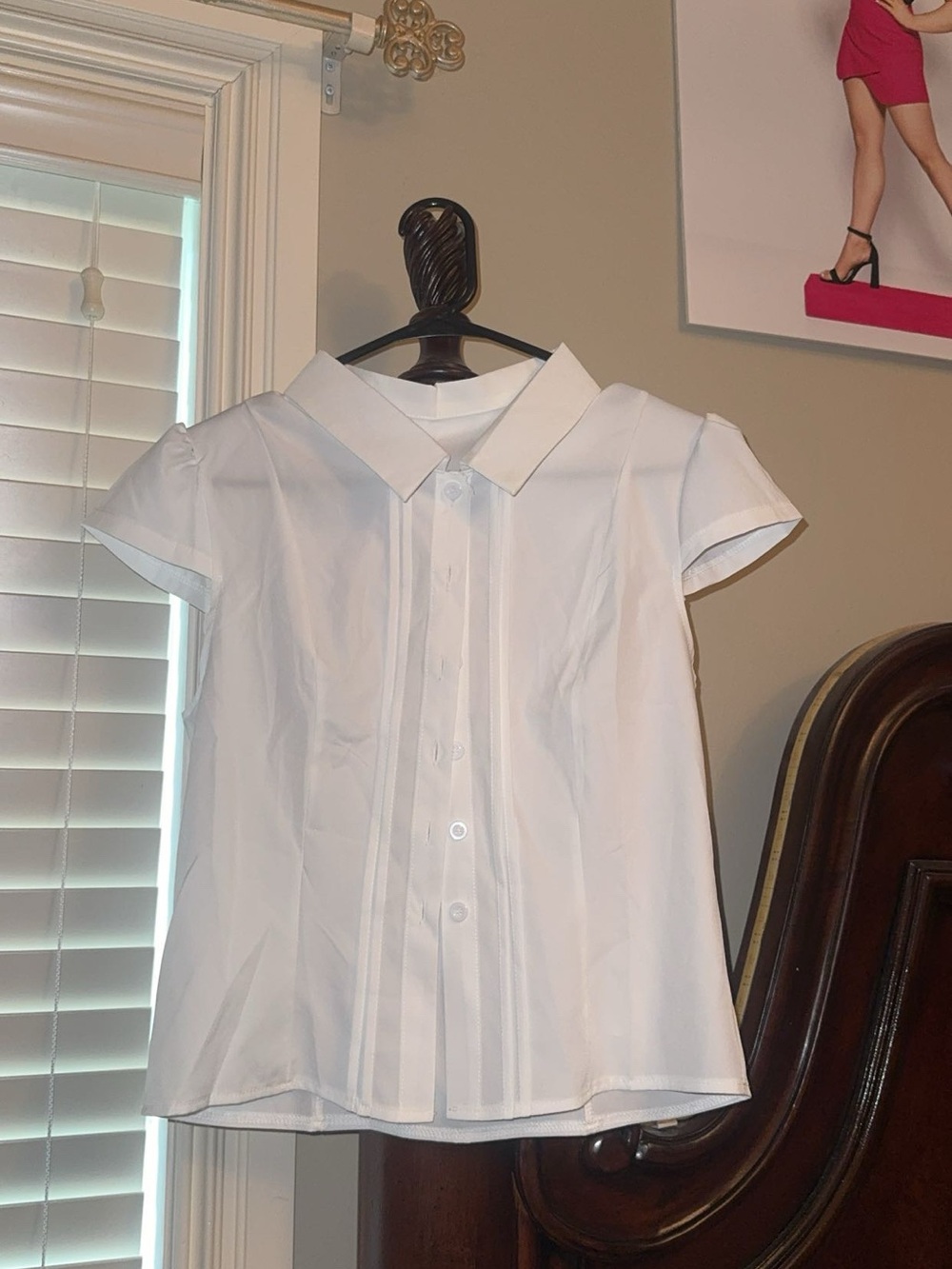 Classic White Short-Sleeve Button-Front Blouse